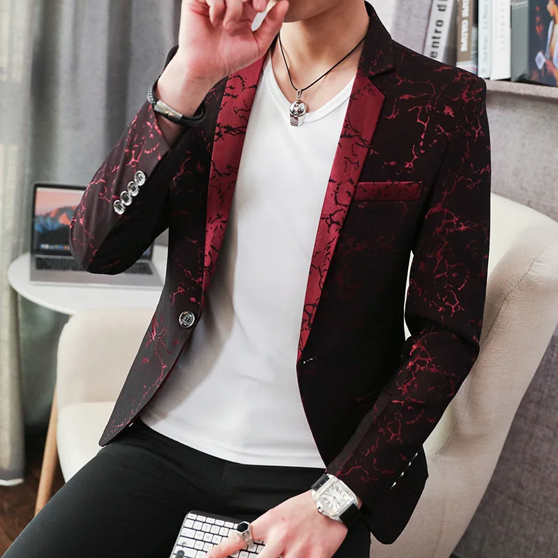 

Spring 2022 Men's Lightning Pattern Jacquard Suit Youth Four Seasons Comfortable Slim Casual blazer for men