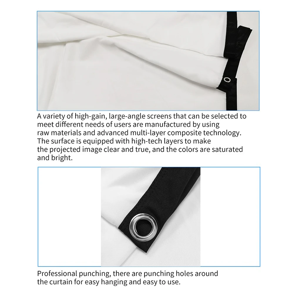 Простая занавеска с экраном проектора для домашнего кинотеатра офиса 16:9 HD