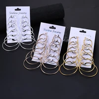 6 pairsset gold silver round hoop earrings for women fashion statement 2019 punk big circle earring set simple jewelry brincos