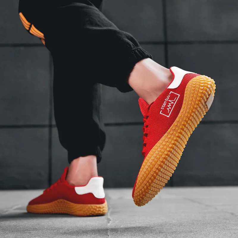 Мужские кроссовки Повседневная обувь Дышащая на плоской подошве со шнуровкой