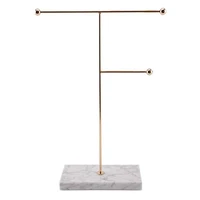 gold storage shelf with marble base fashion ins modern jewelry ring necklace earrings metal display stand