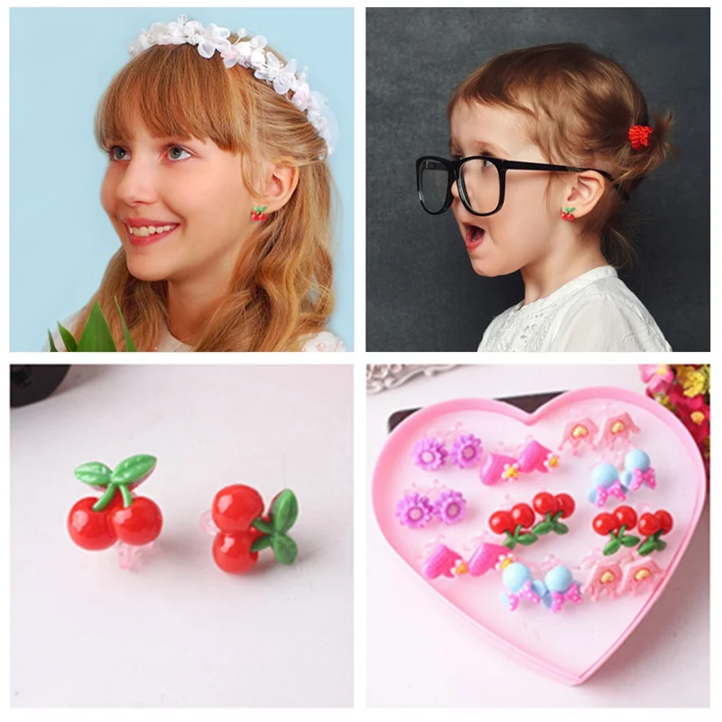 

20 Pairs/lot Mixed Styles Fashion Lovely Cartoon Children Jewelry Baby Girl Earrings Kids Ear Clip Alloy Earrings Jewelry Gifts