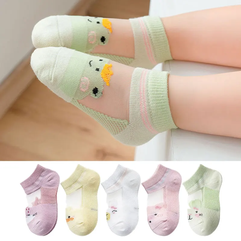 Носки детские сетчатые ярких цветов тонкие дышащие Мультяшные для новорожденных