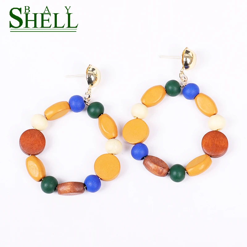 

Shell bay Wood Earrings For Women Small Dangle/Pendientes Earrings Girls Fashion Punk Earrings Jewelry drop Earring Wholesale CC
