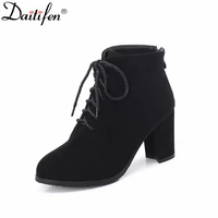 daitifen lady martin boots women suede ankle boots winter leisure lace up boots fashion booties female korean shoes women heels