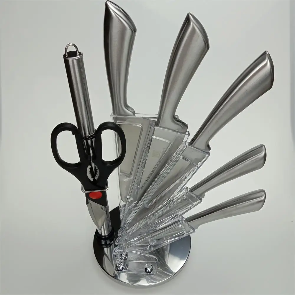 Набор ножей из нержавеющей стали с держателем подставка для заточки кухонный нож