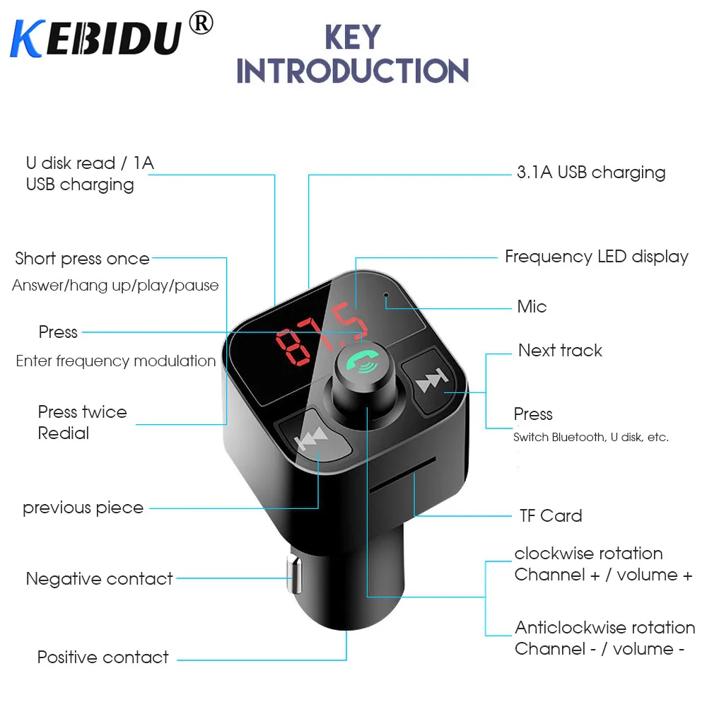 3.1A Быстрая зарядка двойной зарядное устройство USB Hands Free Bluetooth автомобильный