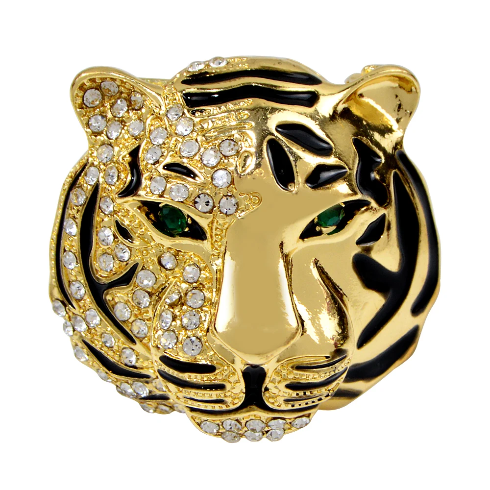 

CINDY XIANG New Metal Enamel Tiger Face Head Brooch Pins For Women And Men Cute Animal Rhinestone Brooches Jewelry Gift New Year