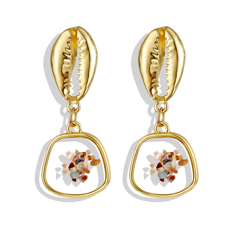 FNIO Винтажные серьги для женщин 2019 геометрической формы в виде Ракушки Серьги и