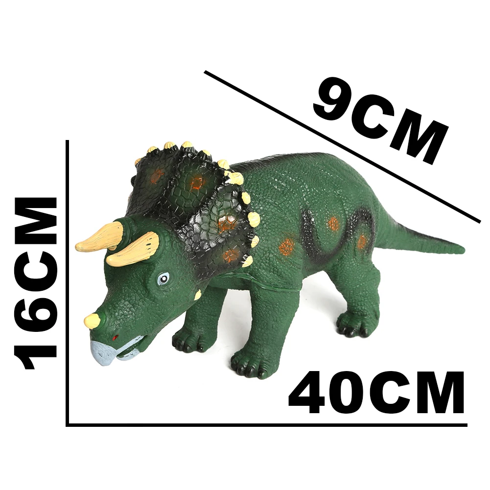 Реалистичная игрушка динозавра со звуком зеленые трицератопы динозавры фигурка