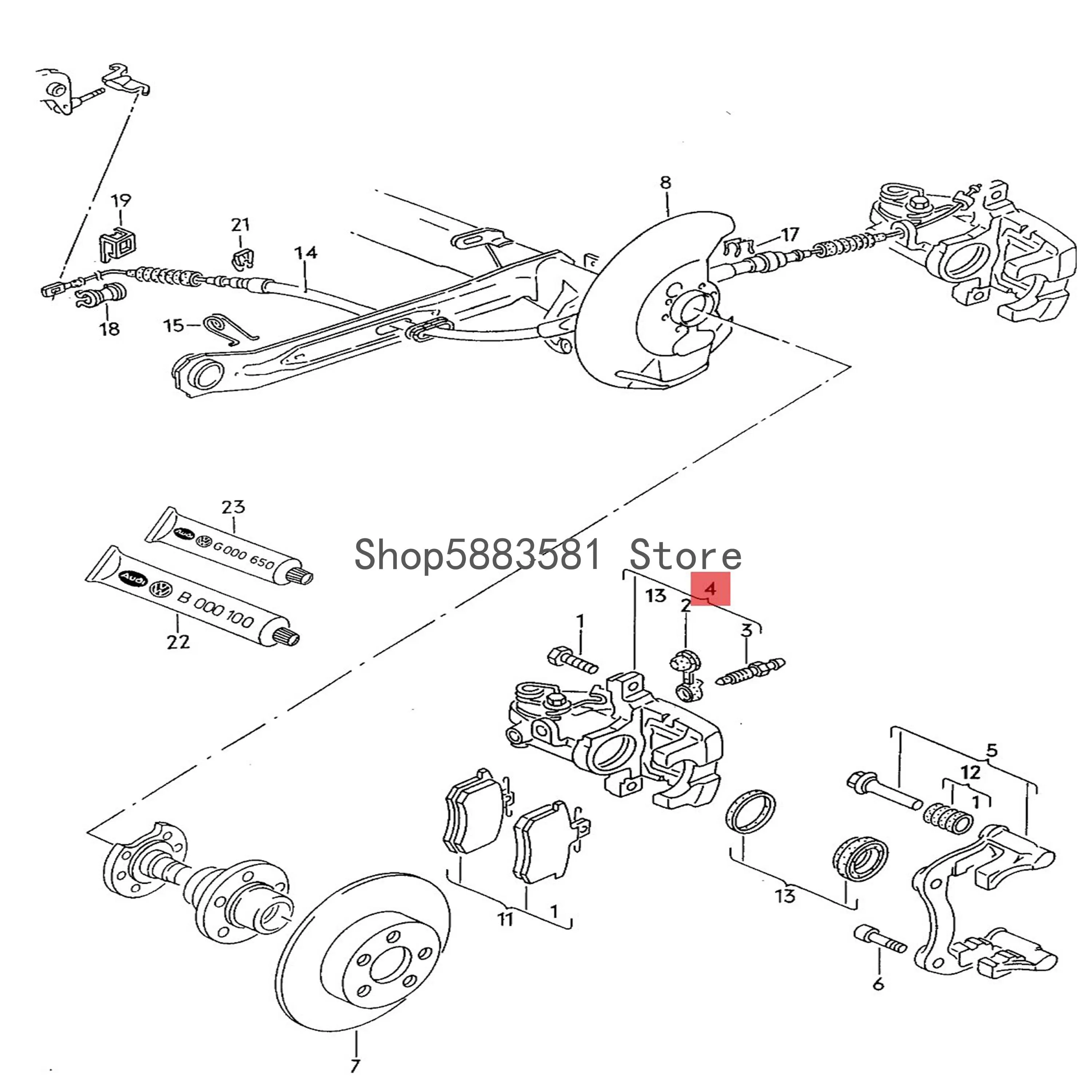 

CAR Brake caliper housing Vol ksw age nau diS kod aSe atC abr iol et A6 Fist saddle brake 245X10MM rear