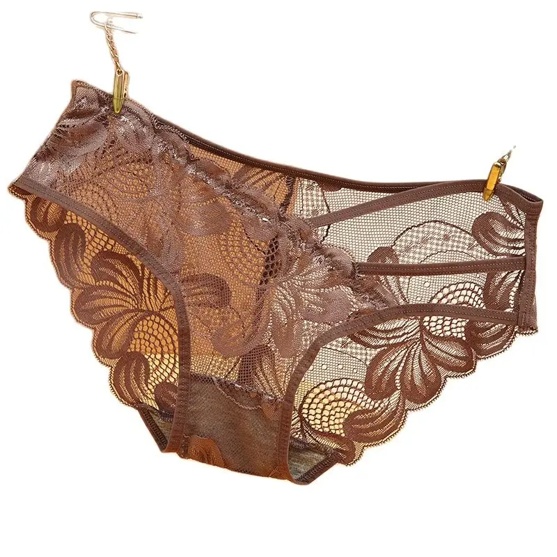 

Lace Mesh Transparent Sexy Underwear Women Seamless Low-Waist Cotton Crotch Hollow Temptation Women's Pants