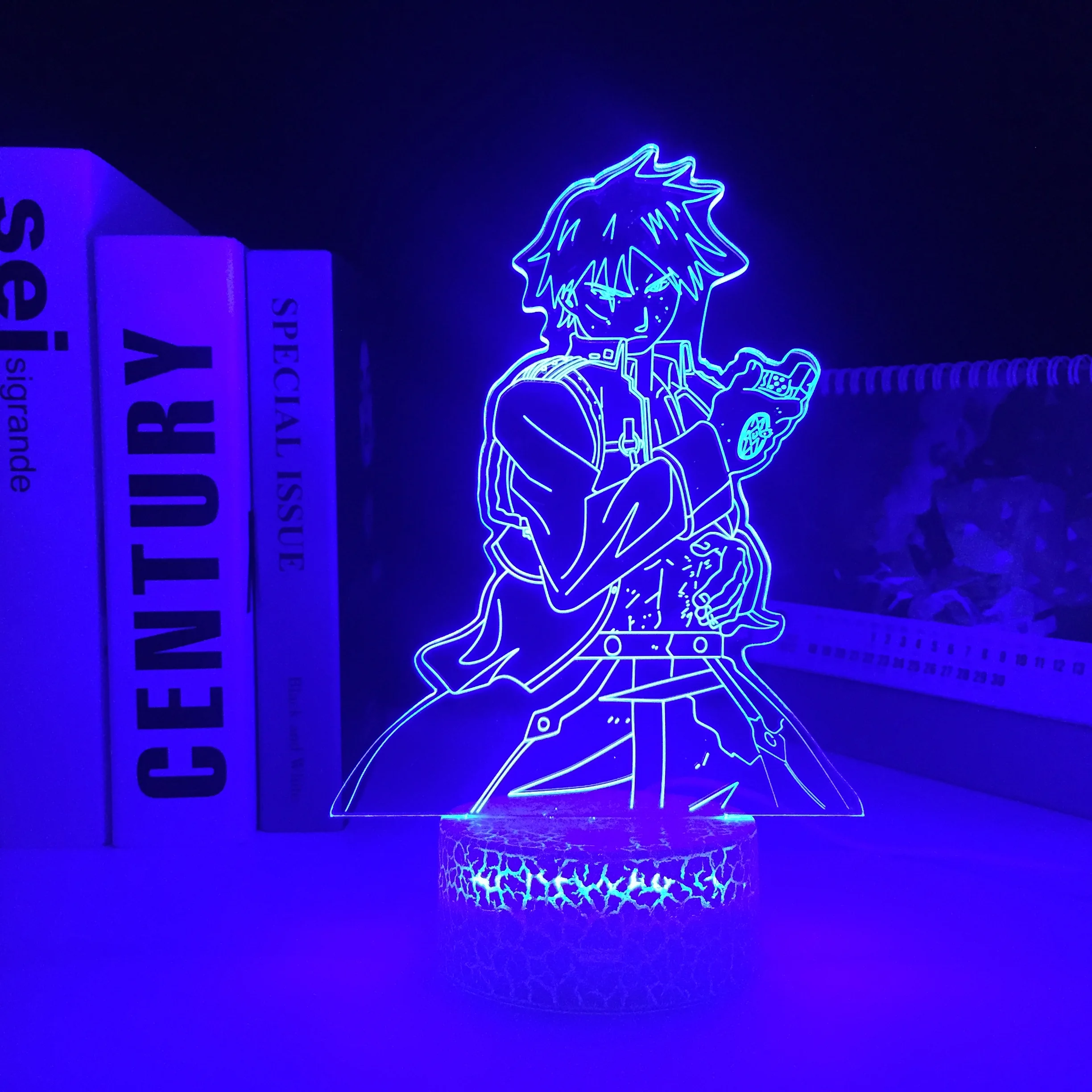 

Anime Fullmetal Alchemist Roy Mustang 3D Lamp Crake White Base for Kids Birthday Gift LED Light Bedroom Decor Night Light