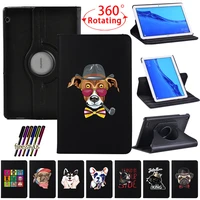 360 rotating tablet case for huawei mediapad t5 10 10 1t3 10 9 6 printed folding pu leather dog pattern stand cover
