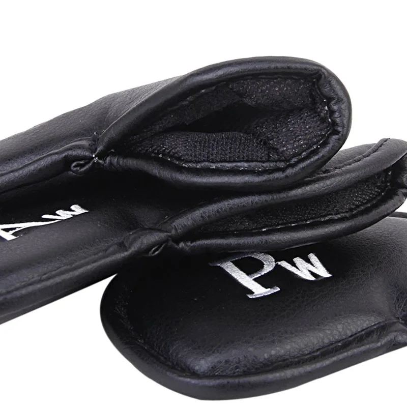 

12 PCS Soft Golf Iron Head Covers Black PU Leather Golf Iron Head Covers Headcovers For Ping Putter Golf Equipment Accessories