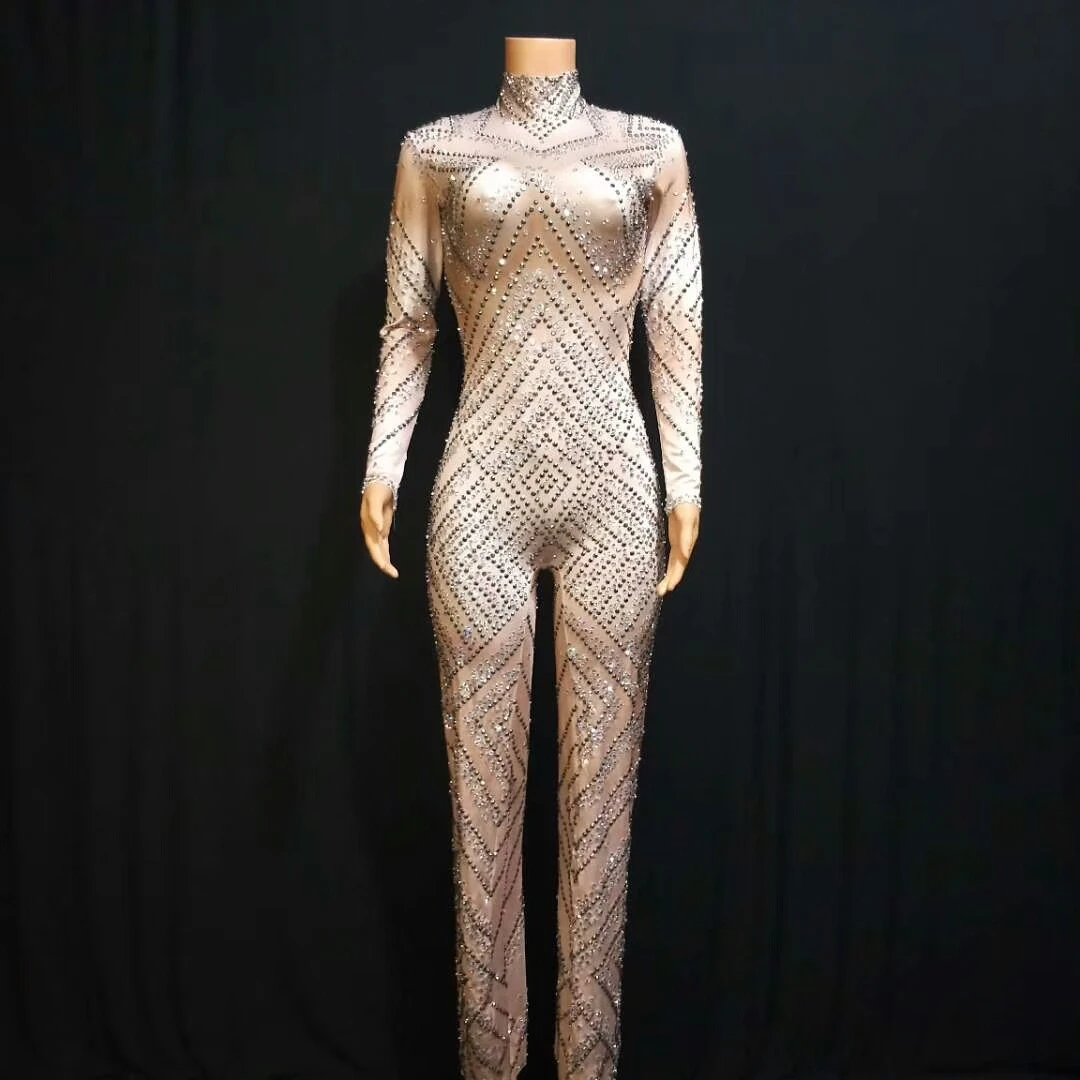 Женский комбинезон со стразами Модный Блестящий Комбинезон на день рождения