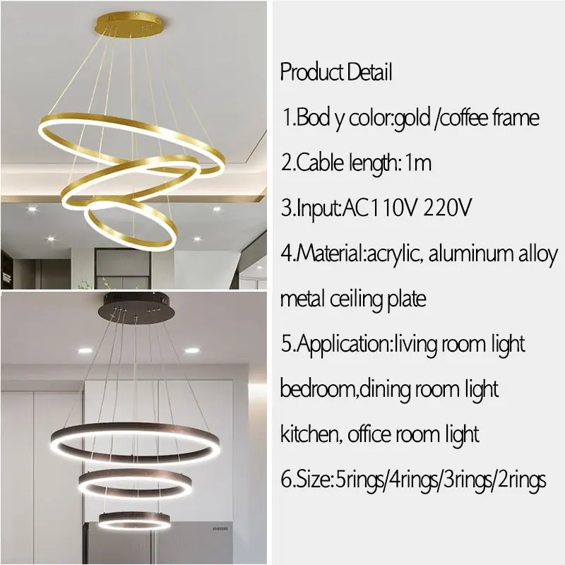 

Ring Chandelier Living Room Nordic Light Luxury Modern Minimalist Atmosphere Home Minimalist Restaurant Personality Ring Lamps