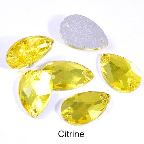 Citrine 6 размеров стеклянная Каплевидная форма пришить на Стразы Красочные пришивные камни с плоским основанием одежда для одежды Ювелирные изделия для одежды B1286 - Цвет: Citrine