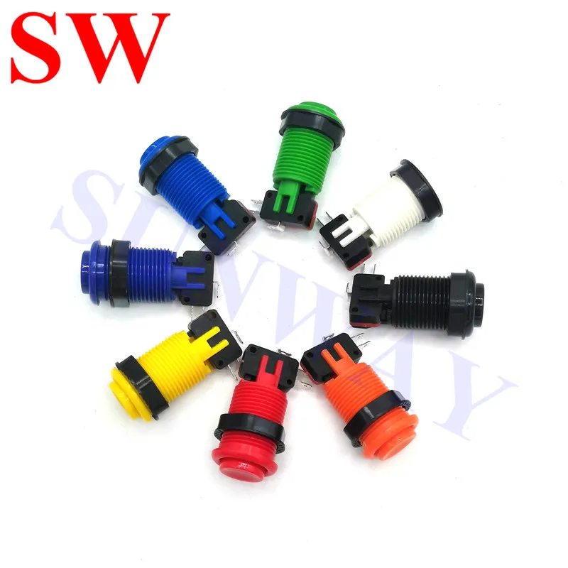 1 шт./лот игровая кнопка Аркада фиолетовая Happ американского стиля длинная с переключателем 8 цветов на выбор многопользовательская игра MAME Jamma.