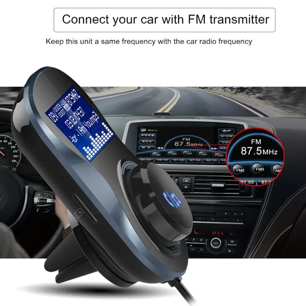 

Bluetooth FM Transmitter Audio Car Mp3 Player Wireless Handsfree Car Modulator Bluetooth Support Kit MP3 Player In-Car FM X8J3