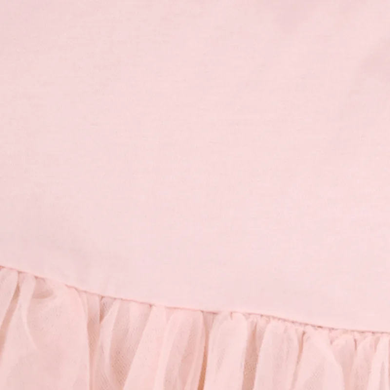 

Kids Sleeveless Round Neck Button Petal Mesh Pink Dress