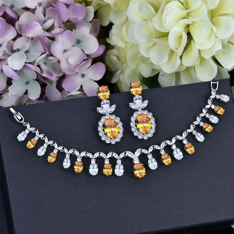 Роскошный набор свадебных украшений ANGELCZ Королевский синий цвет колье серьги