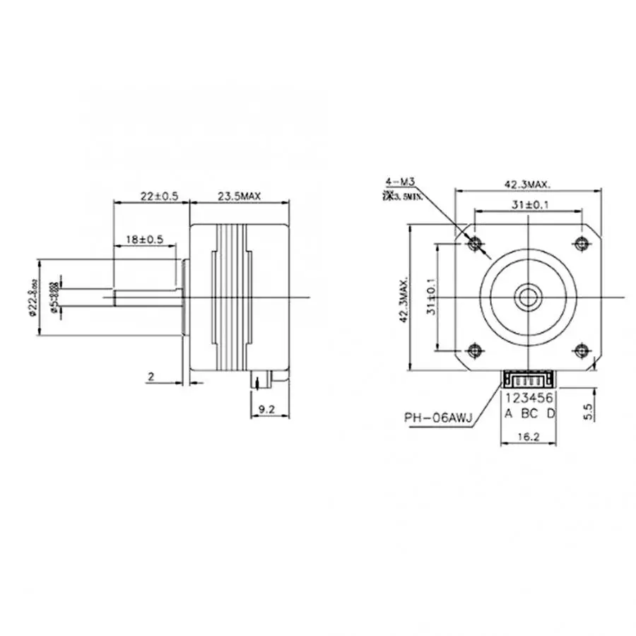 

Nema 17 Stepper Motor 2 Phases 1.8 DC 4.1V 4-lead Step Motor Fits for Titan Extruder Step Motor