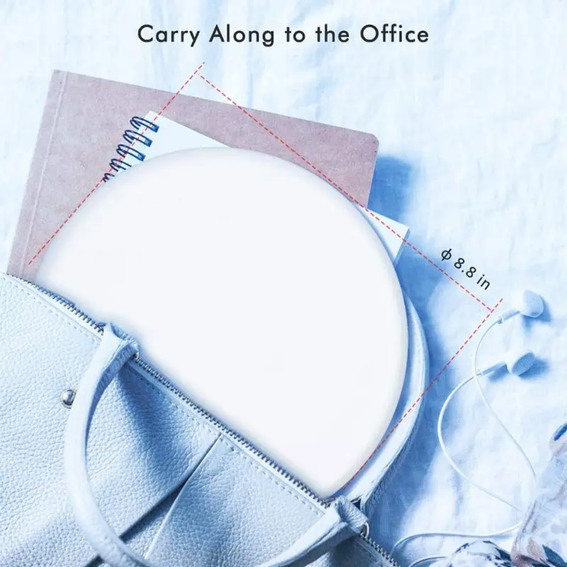 

Portable Round Light Therapy Lamp 10000 Lux UV-Free Touch/Button Control with 3 Adjustable Color 4 Brightness Light Timer Functi