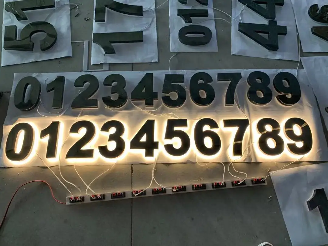 

Metal 3D Led House Numbers Light Outdoor Waterproof Home Hotel Door Plates Stainless Steel Luminous Letter Sign Address number