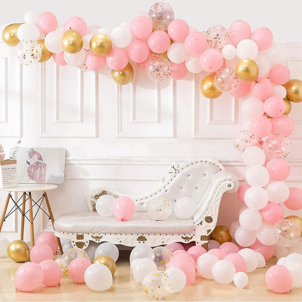 

130pcs Rose Gold Balloons Garland Kit Wedding Birthday Party DIY Girl One 1st Birthday Party Baby Shower Bridal Shower Supply