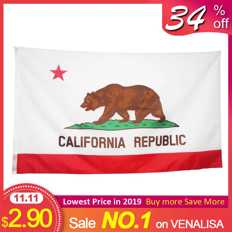 Флаг Калифорнии флаг США полиэстер фотообои новые флаги 90*150 см|california flag|flag usausa flag