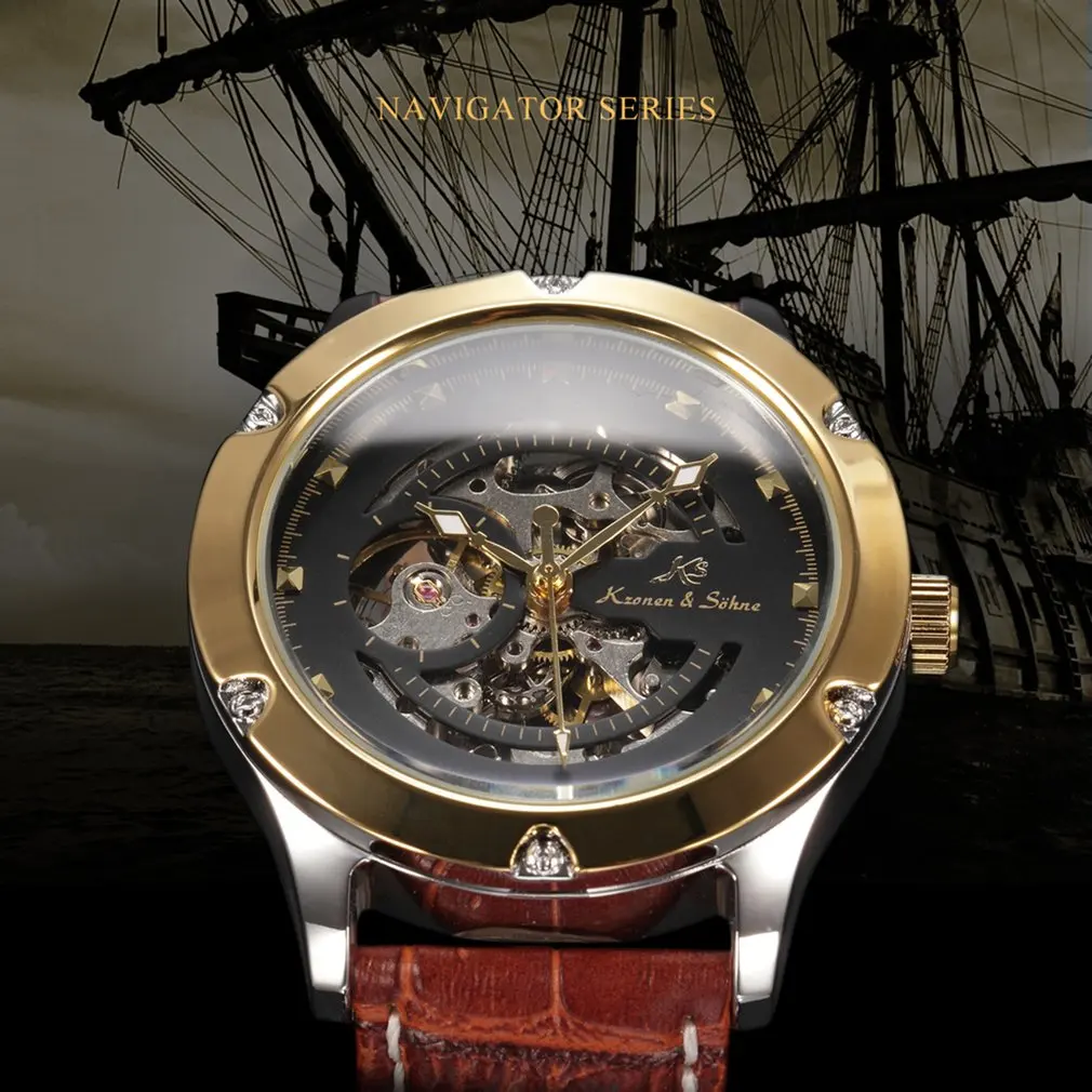 KS навигатор серии золотой чехол роскошный Скелет Прозрачный для мужчин Gent