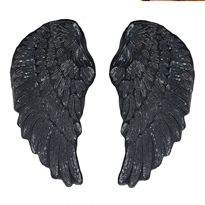 1pair 1037 black Вышивка блесток фея кукла Корона Ангел аппликация в виде крыла Мода патч украшение для одежды сумка рубашка Швейные аксессуары - Цвет: 1pair 1037 black