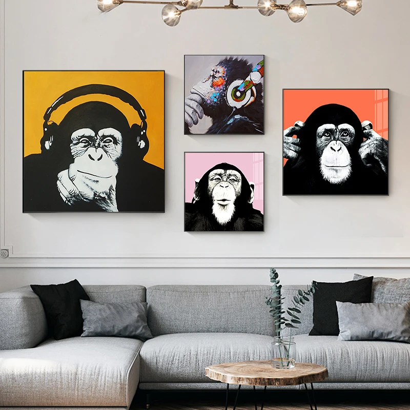 

Graffiti Cute Monkey Canvas Painting Colorful Printed Poster and Prints Painting Wall Pictures For Living Room Home Decorations