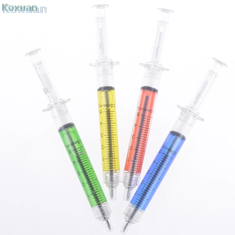 Симпатичная креативная шариковая ручка Шприц с жидкими синими чернилами милые