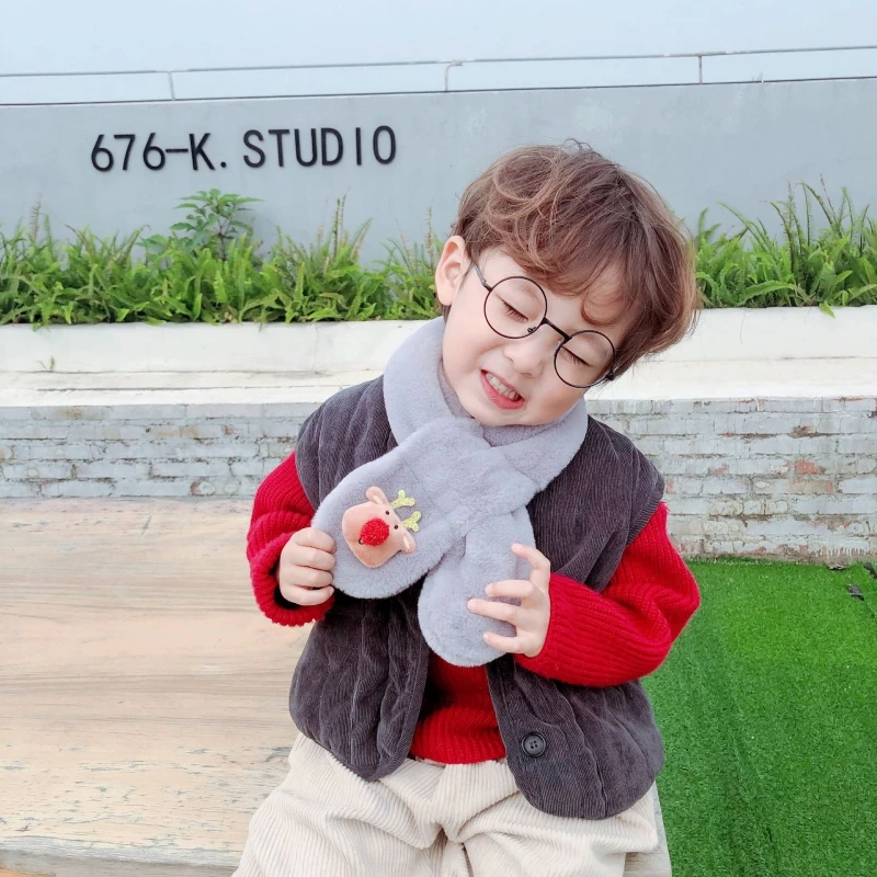 

Рождественские аксессуары для детей, плюшевый детский шарф, зимние теплые шарфы для маленьких девочек и мальчиков