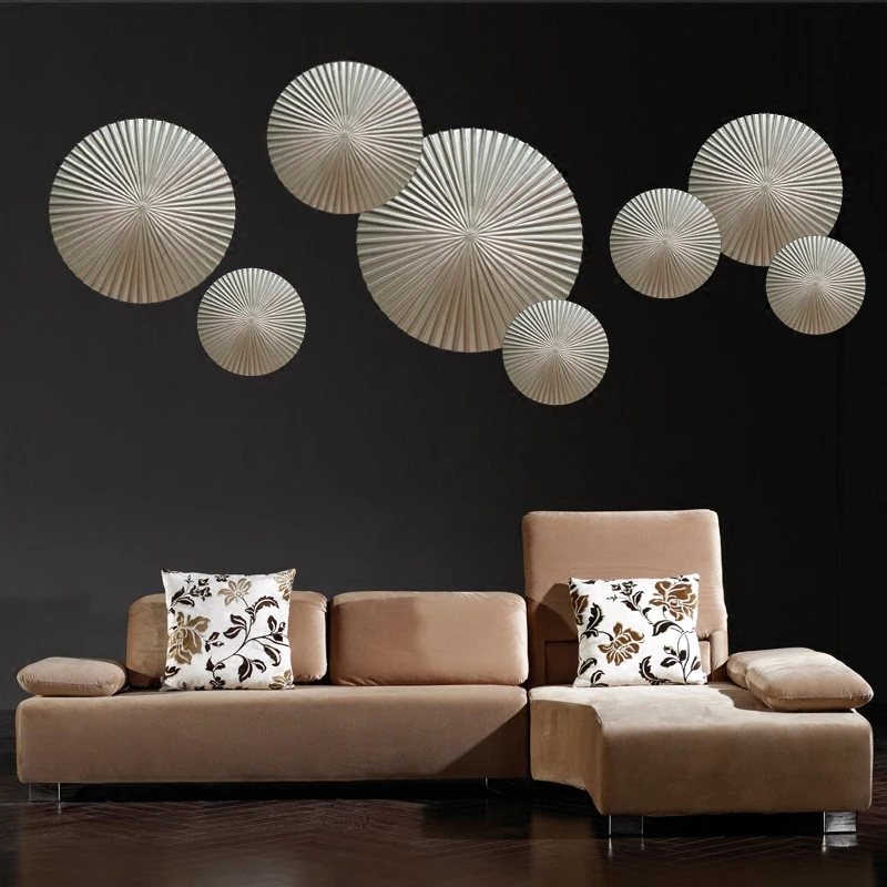 

Modern Wood Round Shape Wall Sticker Decoration Home Livingroom Sofa Background Wall Hanging Crafts Porch Wall Mural Ornaments