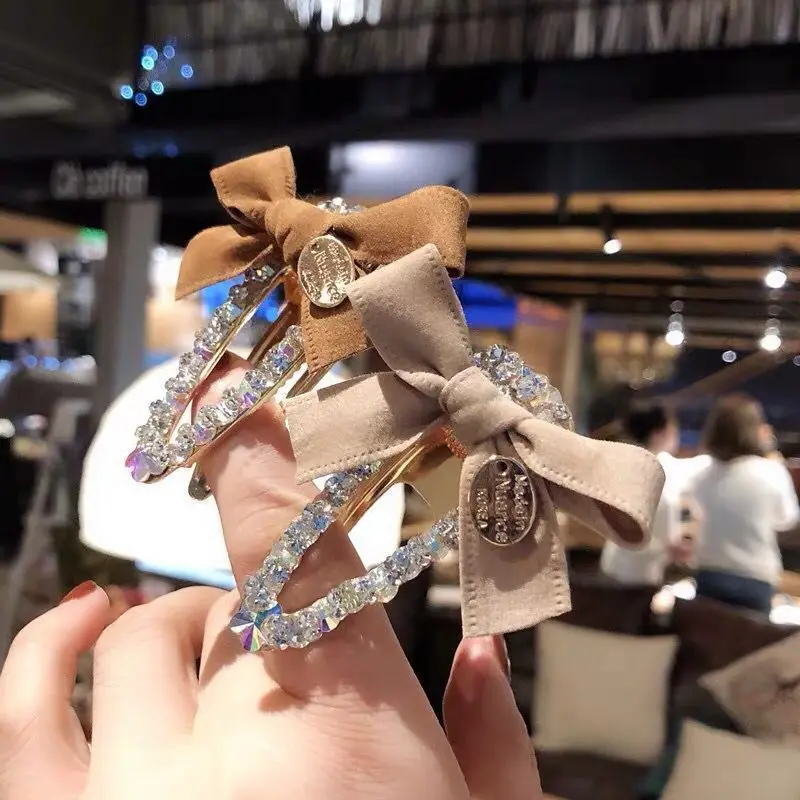 

2020 Fashion Crystal Pearls Hairpins Bow Metal Chain Rhinestone Hairclips Women Girls Hair Clip Barrettes Hair Accessories