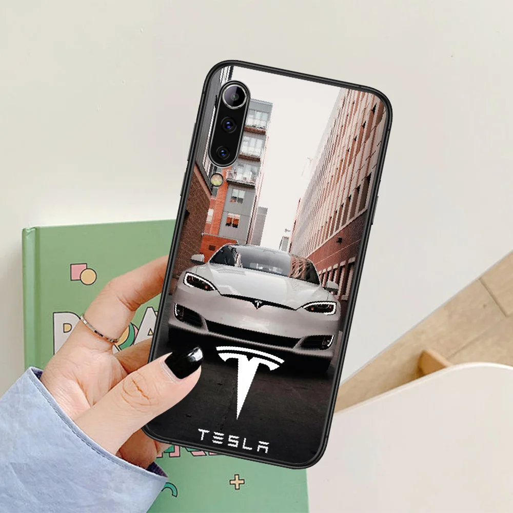 

electric car Tesla logo Phone Case For Xiaomi Mi Note 10 A3 9 MAX 3 A2 8 9 Lite Pro Ultra black Prime 3D Shell Tpu Hoesjes Trend