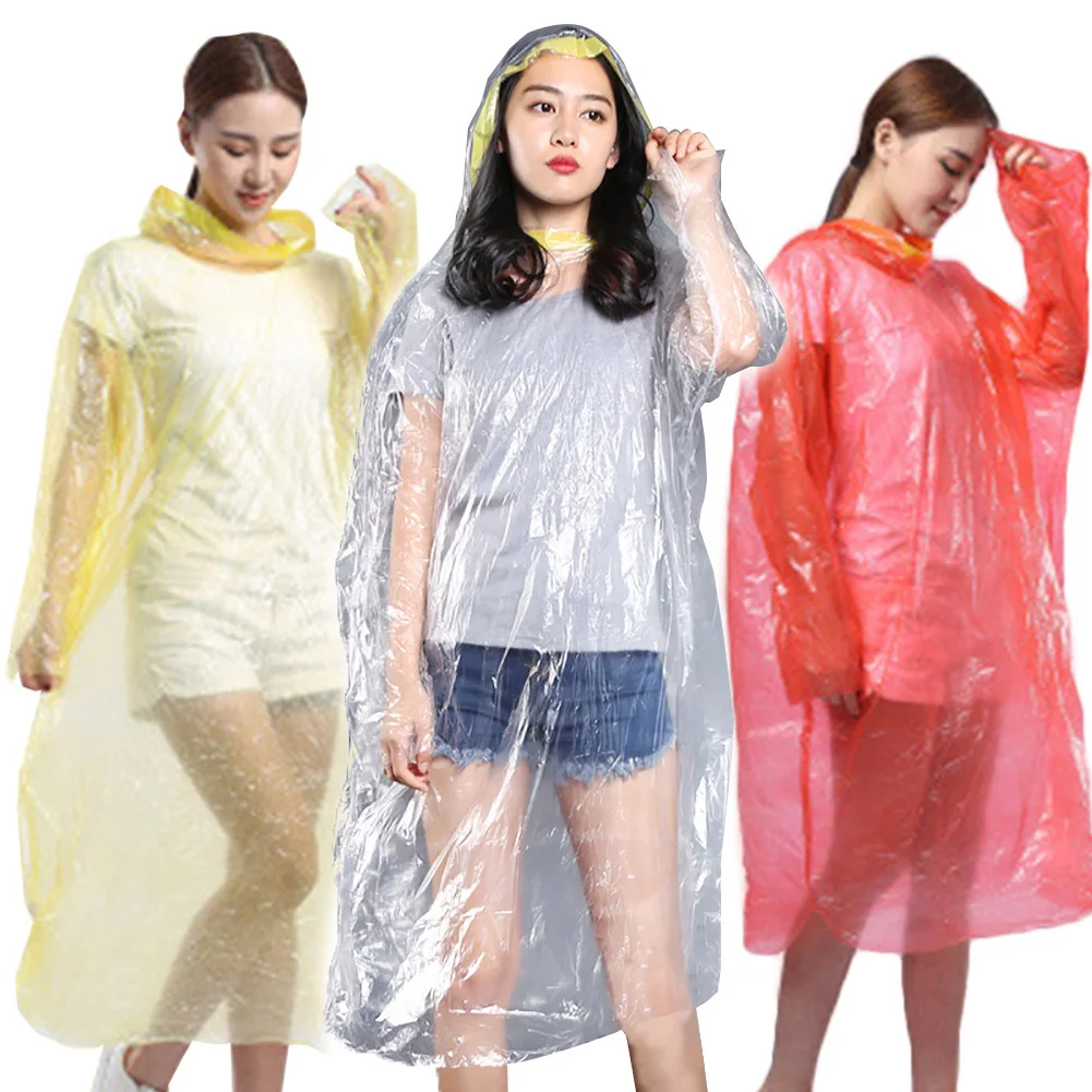 5 шт. унисекс одноразовые Водонепроницаемый пальто с капюшоном на открытом