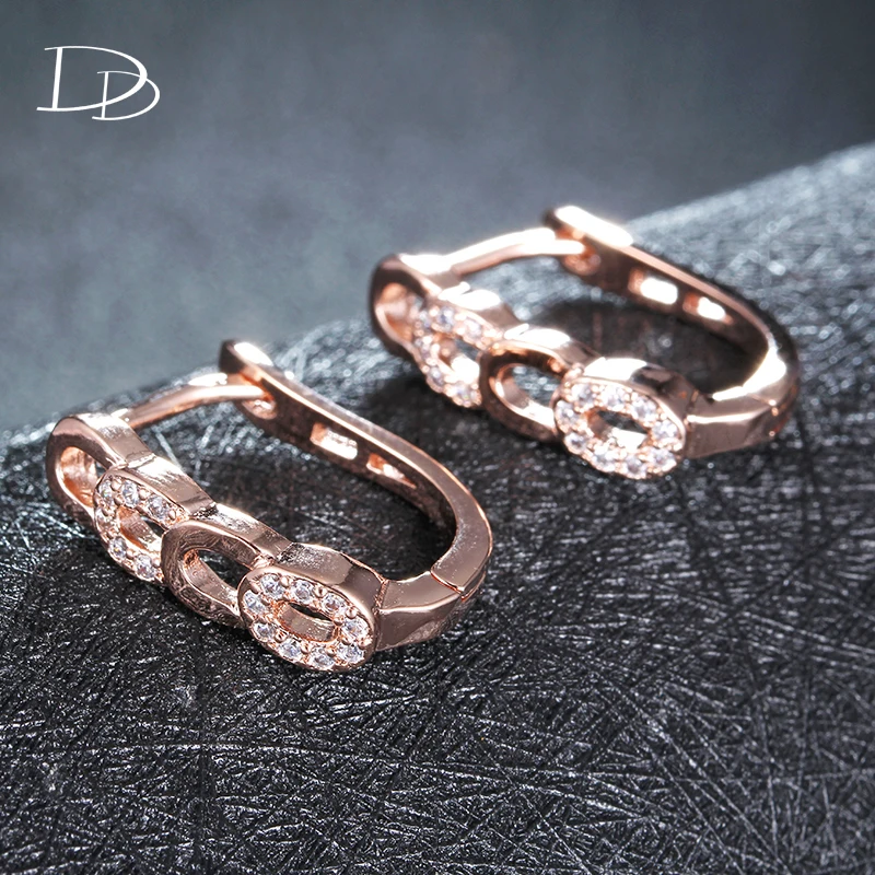 Серьги из розового золота с покрытием Кубического циркония класса ААА женские