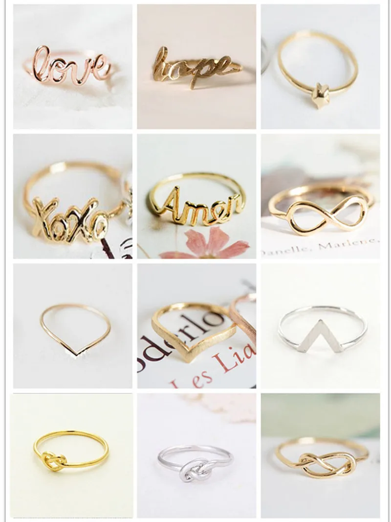 Коктейльное кольцо с V-образной буквой и узлом в виде сердца | Украшения