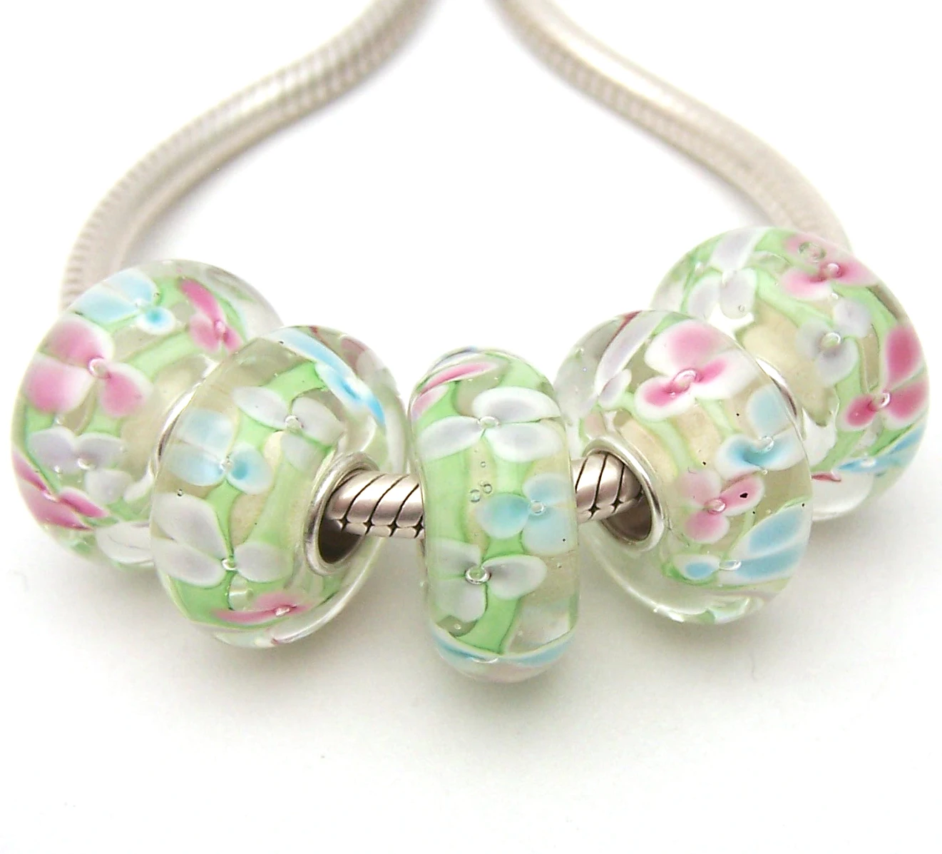 

JGWGT 1577 5X 100% Authenticity S925 Sterling Silver Beads Murano Glass beads Fit European Charms Bracelet diy jewelry Lampwork