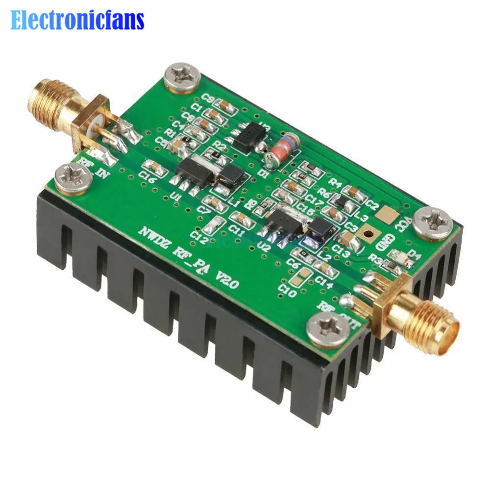 2MHZ-700MHZ RF Power Amplifier 3W 20dB Low Noise Broadband RF Power Amplification Module for HF VHF UHF FM Transmitter Radio