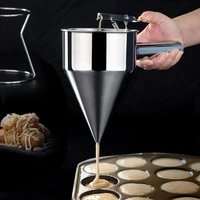 stainless steel batter dispenser conical shape octopus balls cake making funnel with rack for cupcake pancake baking tool helper