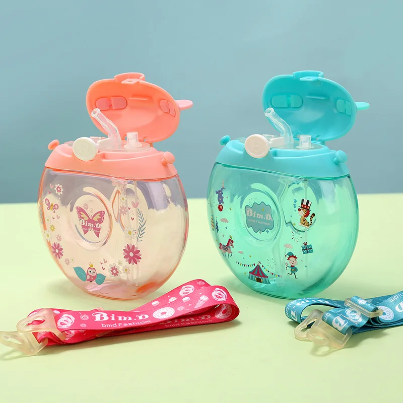 

Termos Cute Water Bottles for Girls Spray Cartoon Gourde Red Donut Child Straw Rope Leak-proof Blue Kawaii Sports Jug Bottle