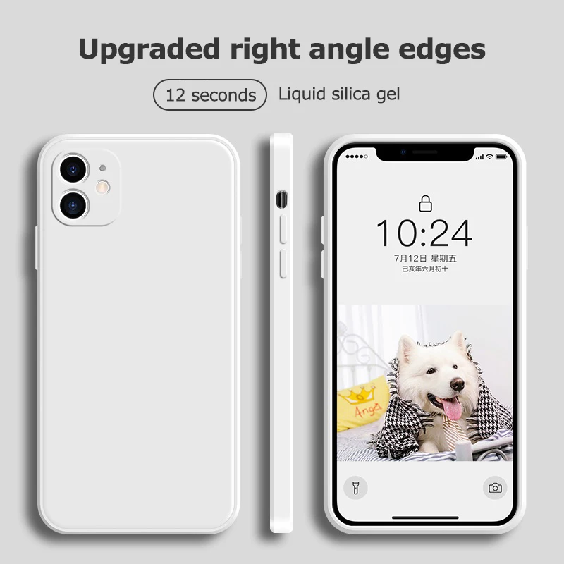

New Square Liquid Silicone Phone Case For iPhone 11 Pro Max 12 XR XS Max 6 6S 7 8 Plus X SE2020 Plain With Hand Strap Back Cover