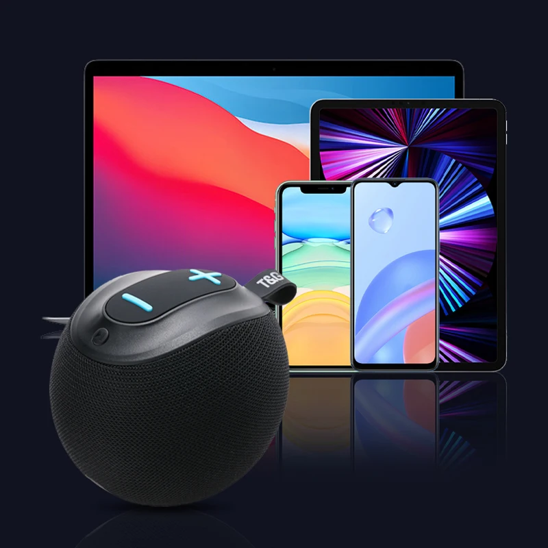 

TG623 Portable Round Bluetooth Speaker Outdoor Wireless Music Speaker Wireless TWS Stereo Subwoofer Support TF Card FM Radio AUX