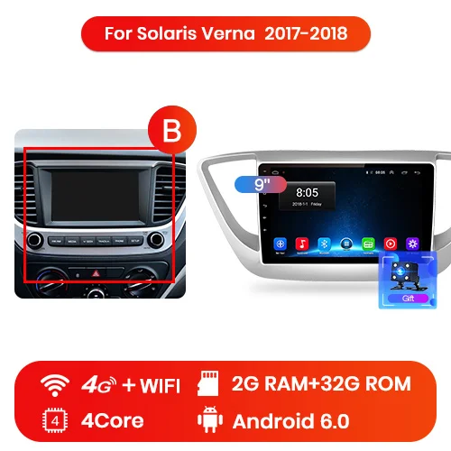 4G (2GB 32GB) B Junsun 2 г+ 32 Android 8,1 4 автомобиля радио мультимедиа видео плеер gps навигации для hyundai Verna din головное устройство нет dvd - Цвет: 4G (2GB 32GB) B