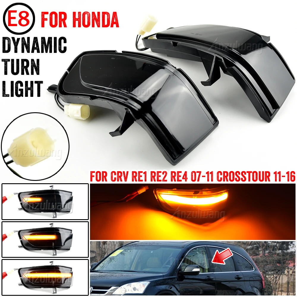 

Светодиодный индикатор бокового зеркала заднего вида, мигающий свет, динамический сигнал поворота, лампа для Honda CRV CR-V 2007-2011 Crosstour 2012-2016
